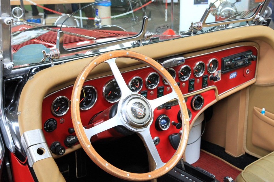 control panel of a retro car