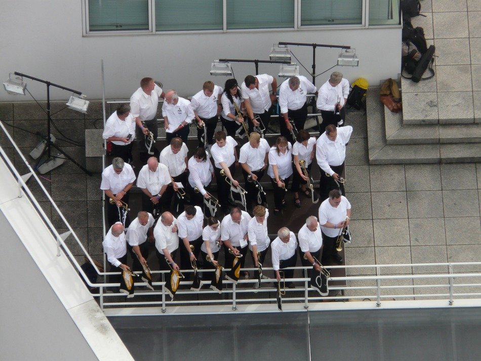 The ensemble of musicians at the concert
