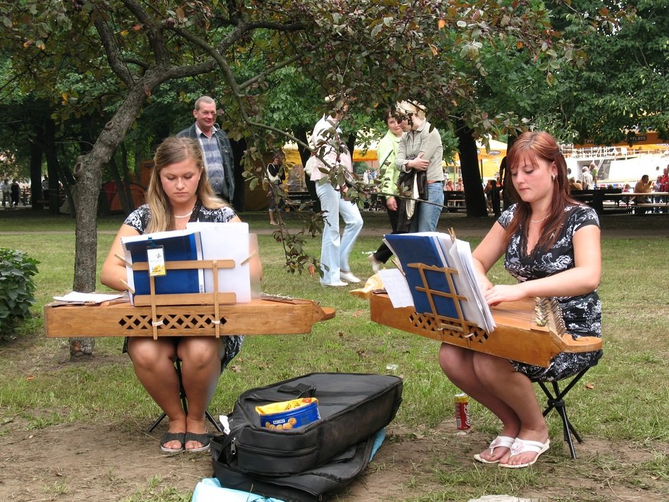 girls play outside in Lithuania
