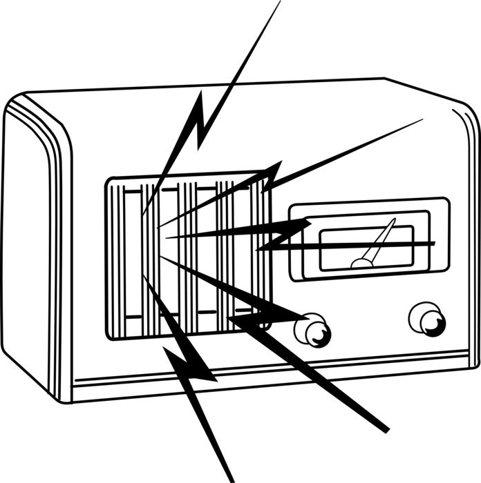 graphic image of loud sounds from the radio