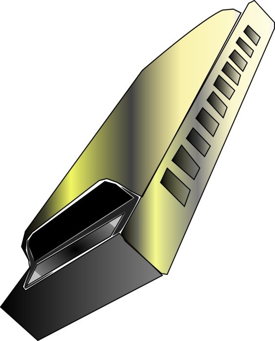 harmonica, free reed wind instrument, illustration