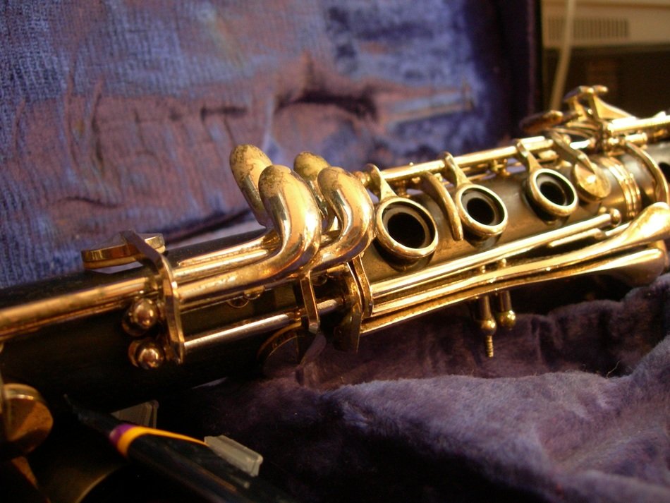 Golden clarinet on the couch
