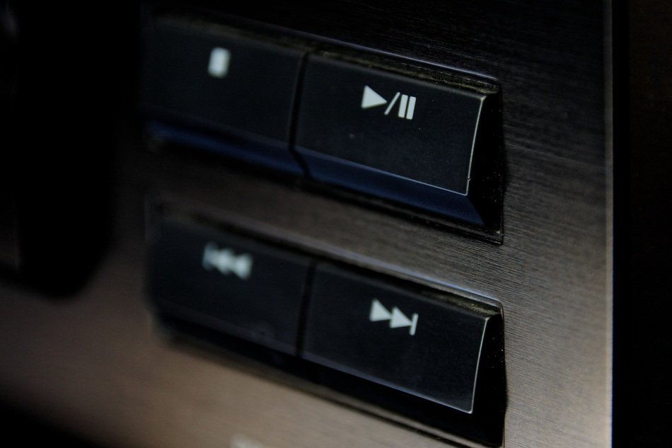 buttons of the music center closeup