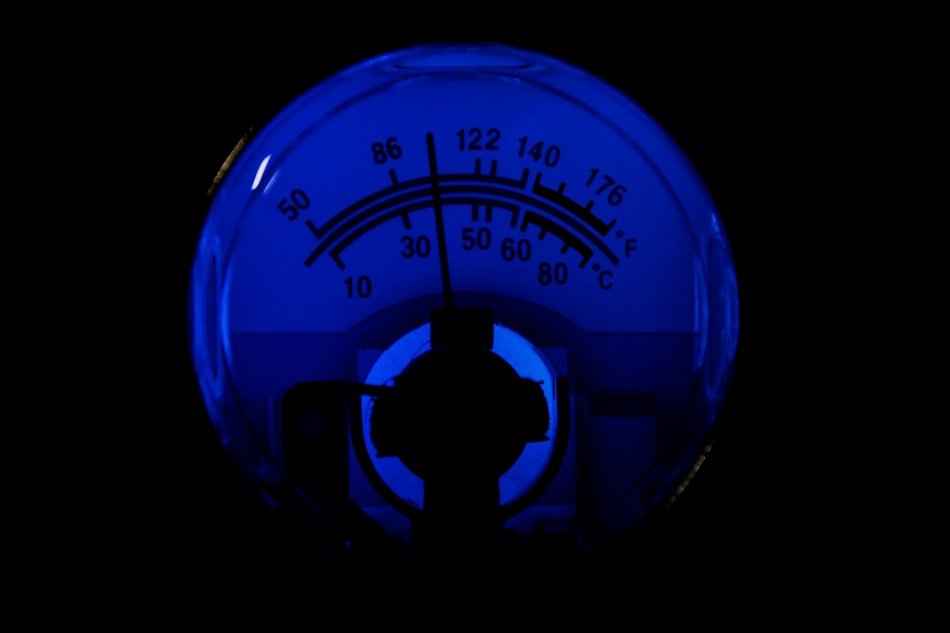 instrument scale with blue backlight