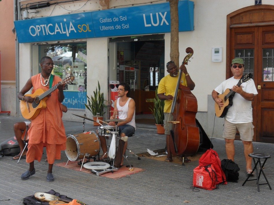 bright street musicians on the streets of Majorca
