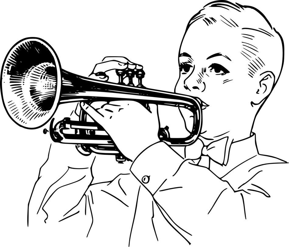 cornet instrument as a drawing