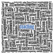 Coaching concept in tag cloud isolated on white