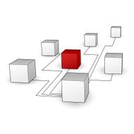 Background with cubes and connections