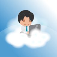 Man Work Cloud Funny Float Vector