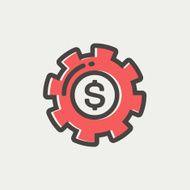 Money with gear thin line icon