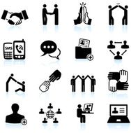 business networking and communications black &amp; white vector icon set