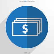 Vector banknotes with dollar sign web flat icon