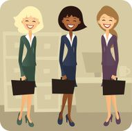 Three Smiling Businesswomen in Retro Style