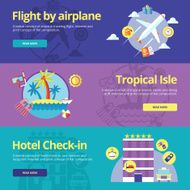 Flat concepts for flight tropical island hotel check-in