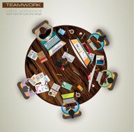 Ideal Workspace for teamwork and brainsotrming with Flat style