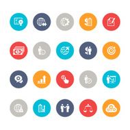 Vector business icon management and strategy set