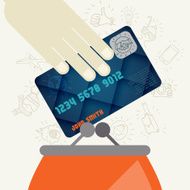 Credit Card And Purse In Flat Design Style