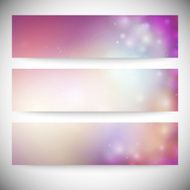 Set of horizontal banners Abstract multicolored defocused lights background vector