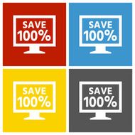 Computer Monitor icon on square buttons - SquareSeries N34