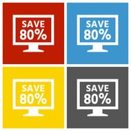 Computer Monitor icon on square buttons - SquareSeries N37