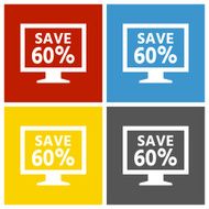 Computer Monitor icon on square buttons - SquareSeries N41