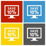 Computer Monitor icon on square buttons - SquareSeries N47