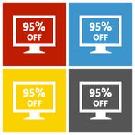 Computer Monitor icon on square buttons - SquareSeries N65