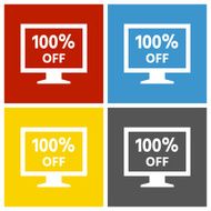 Computer Monitor icon on square buttons - SquareSeries N74