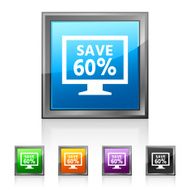 Computer Monitor icon on square buttons - SquaredSeries N37