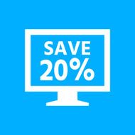 Computer Monitor icon on a blue background - SmoothSeries N58