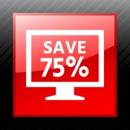 Computer Monitor icon on a square button - SleekSeries N7
