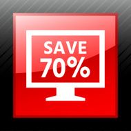 Computer Monitor icon on a square button - SleekSeries N8