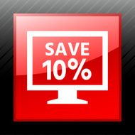 Computer Monitor icon on a square button - SleekSeries N20