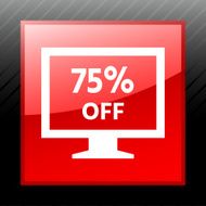 Computer Monitor icon on a square button - SleekSeries N44