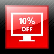 Computer Monitor icon on a square button - SleekSeries N61