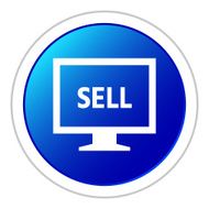Computer Monitor icon on a round button - StickerSeries