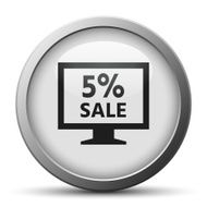 Computer Monitor icon on a silver button - SilverSeries