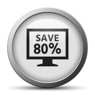 Computer Monitor icon on a silver button - SilverSeries N6