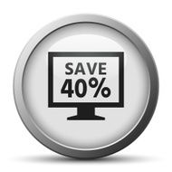 Computer Monitor icon on a silver button - SilverSeries N14