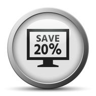 Computer Monitor icon on a silver button - SilverSeries N18