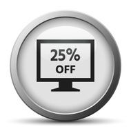 Computer Monitor icon on a silver button - SilverSeries N49