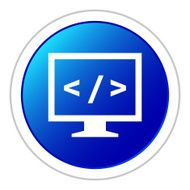 Computer Monitor icon on a round button - StickerSeries N5
