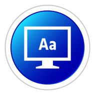 Computer Monitor icon on a round button - StickerSeries N12