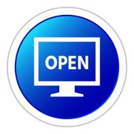 Computer Monitor icon on a round button - StickerSeries N17