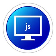 Computer Monitor icon on a round button - StickerSeries N25