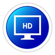 Computer Monitor icon on a round button - StickerSeries N27