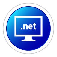 Computer Monitor icon on a round button - StickerSeries N34