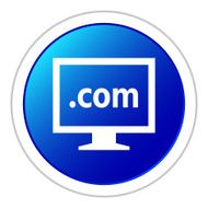 Computer Monitor icon on a round button - StickerSeries N35