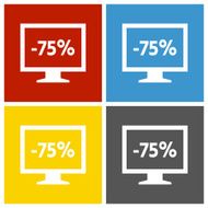 Computer Monitor icon on square buttons - SquareSeries N123