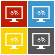 Computer Monitor icon on square buttons - SquareSeries N135
